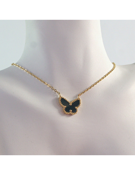 Naszyjnik  ze stali chirurgicznej CZARNY MOTYLEK Lolita Akcesoria