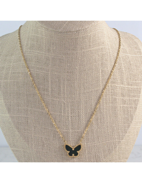 Naszyjnik  ze stali chirurgicznej CZARNY MOTYLEK Lolita Akcesoria