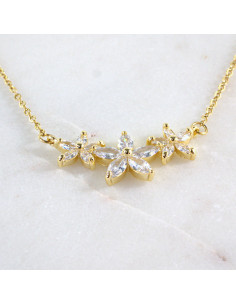 Naszyjnik  ze stali chirurgicznej KWIATKI Z CYRKONIAMI... 2