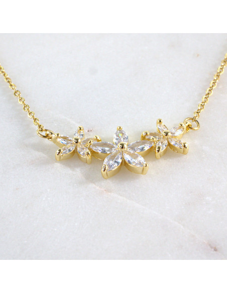 Naszyjnik  ze stali chirurgicznej KWIATKI Z CYRKONIAMI  Lolita Akcesoria