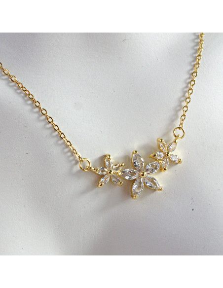 Naszyjnik  ze stali chirurgicznej KWIATKI Z CYRKONIAMI  Lolita Akcesoria