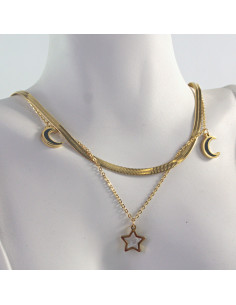 Naszyjnik  ze stali chirurgicznej BOHO KSIĘŻYĆ GWIAZDA...