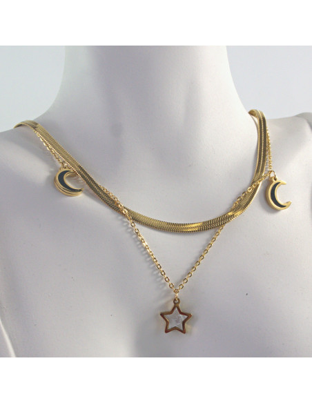 Naszyjnik  ze stali chirurgicznej BOHO KSIĘŻYĆ GWIAZDA  Lolita Akcesoria