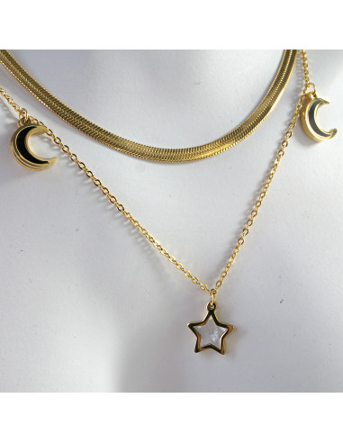 Naszyjnik  ze stali chirurgicznej BOHO KSIĘŻYĆ...