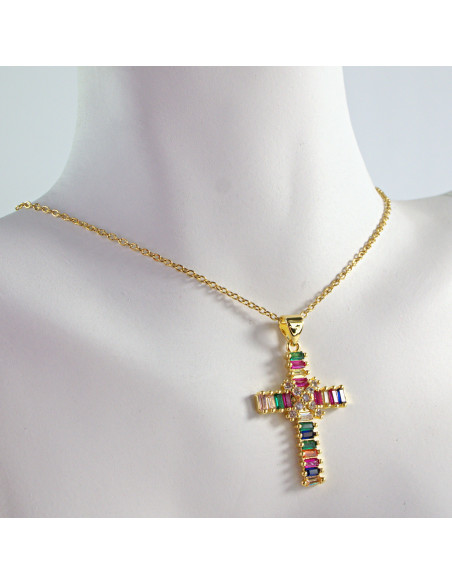 Naszyjnik  ze stali chirururgicznej KOLOROWY KRZYŻ Lolita Akcesoria