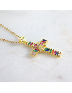 Naszyjnik  ze stali chirururgicznej KOLOROWY KRZYŻ Lolita... 2