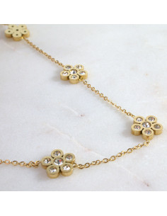 Naszyjnik  ze stali chirururgicznej KWIATKI Z CYRKONIAMI...