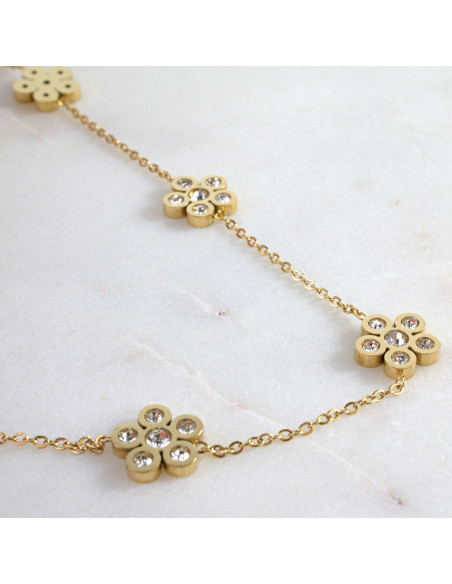 Naszyjnik  ze stali chirururgicznej KWIATKI Z CYRKONIAMI Lolita Akcesoria