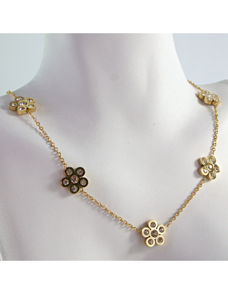 Naszyjnik  ze stali chirururgicznej KWIATKI Z CYRKONIAMI Lolita Akcesoria