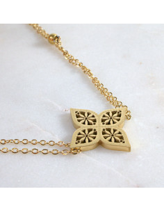 Naszyjnik  ze stali chirururgicznej AŻUROWA LILIJKA...