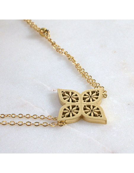 Naszyjnik  ze stali chirururgicznej AŻUROWA LILIJKA  Lolita Akcesoria