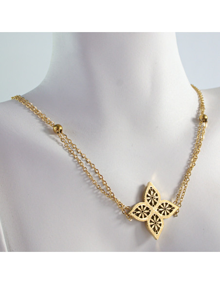 Naszyjnik  ze stali chirururgicznej AŻUROWA LILIJKA  Lolita Akcesoria