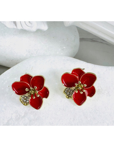 Kolczyki CZERWONE KWIATKI Lolita Accessories...