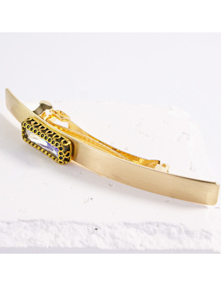 Klamra francuska klasyczna złota wąska z kryształem  Lolita Akcesoria