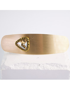 Klamra francuska klasyczna złota z trójkątnym kryształem...