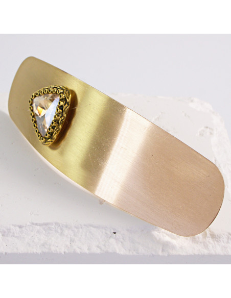 Klamra francuska klasyczna złota z trójkątnym kryształem  Lolita Akcesoria