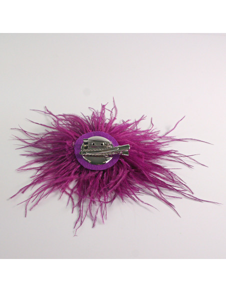 KWIAT Z PIÓR PURPURA BROSZKA PRZYPINKA PIÓRA PUSZEK LOLITA AKCESORIA 14 CM