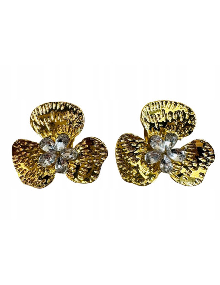Klipsy do Uszu Lolita Akcesoria Klips do Ucha ZŁOTE "GUZIKI" VINTAGE KWIATY