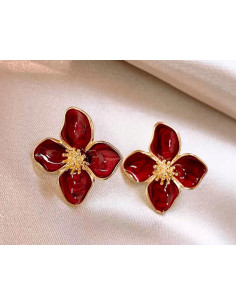 Kolczyki BORDOWE KWIATKI Lolita Accessories srebrny... 2