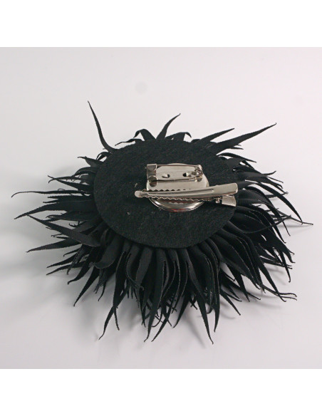 KWIAT Z MATERIAŁU KOLCE  BROSZKA PRZYPINKA LOLITA AKCESORIA 10 cm CZARNY