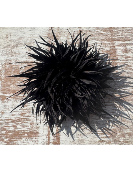 KWIAT Z MATERIAŁU KOLCE  BROSZKA PRZYPINKA LOLITA AKCESORIA 10 cm CZARNY