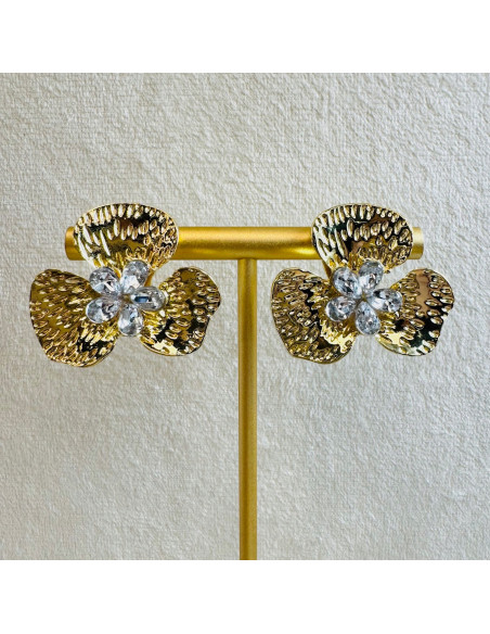 Klipsy do Uszu Lolita Akcesoria Klips do Ucha ZŁOTE "GUZIKI" VINTAGE KWIATY