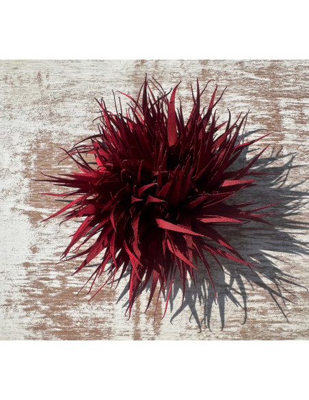 KWIAT Z MATERIAŁU KOLCE  BROSZKA PRZYPINKA LOLITA AKCESORIA 10 cm BORDOWY