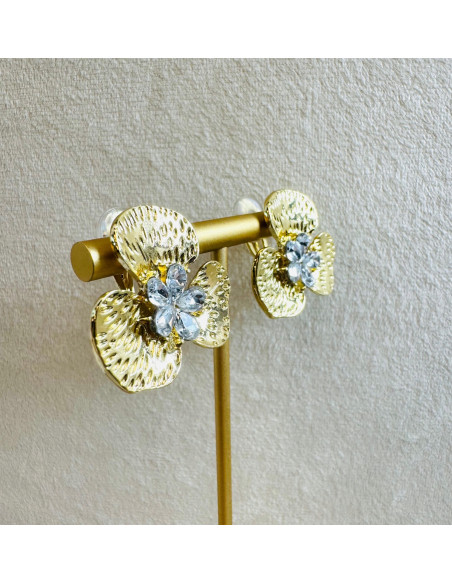 Klipsy do Uszu Lolita Akcesoria Klips do Ucha ZŁOTE "GUZIKI" VINTAGE KWIATY