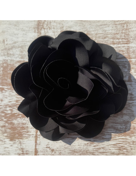 KWIAT Z MATERIAŁU RÓŻA BROSZKA PRZYPINKA LOLITA AKCESORIA 17 cm XL CZARNY