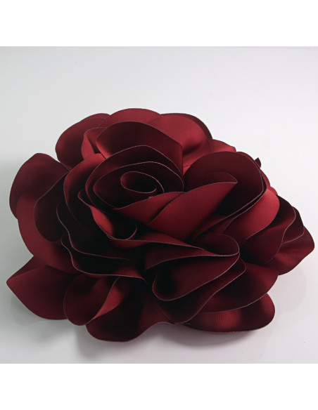 KWIAT Z MATERIAŁU RÓŻA BROSZKA PRZYPINKA LOLITA AKCESORIA 17 cm XL BORDOWY