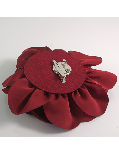 KWIAT Z MATERIAŁU RÓŻA BROSZKA PRZYPINKA LOLITA AKCESORIA 17 cm XL BORDOWY