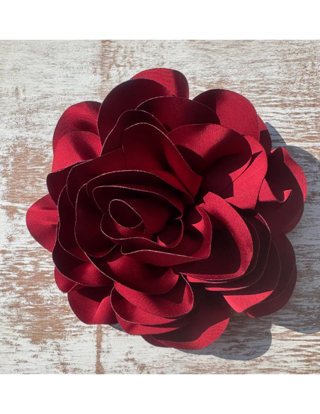 KWIAT Z MATERIAŁU RÓŻA BROSZKA PRZYPINKA LOLITA AKCESORIA 17 cm XL BORDOWY