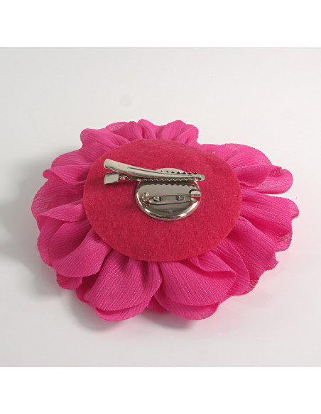 KWIAT Z MATERIAŁU RÓŻA BROSZKA PRZYPINKA LOLITA AKCESORIA 12 CM FUKSJA