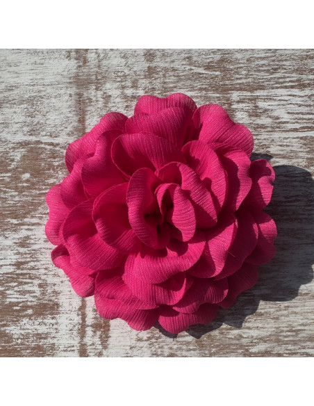 KWIAT Z MATERIAŁU RÓŻA BROSZKA PRZYPINKA LOLITA AKCESORIA 12 CM FUKSJA