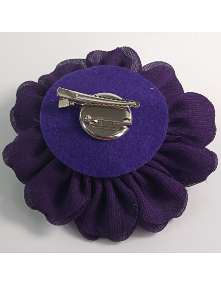 KWIAT Z MATERIAŁU RÓŻA BROSZKA PRZYPINKA LOLITA AKCESORIA 12 CM FIOLETOWY