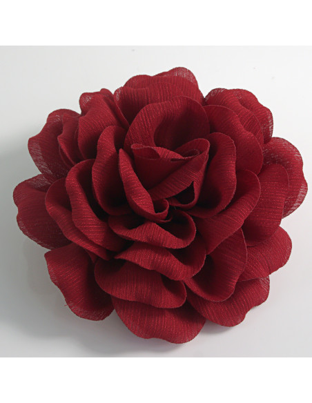 KWIAT Z MATERIAŁU RÓŻA BROSZKA PRZYPINKA LOLITA AKCESORIA 12 CM BORDOWY