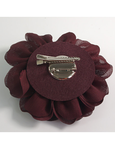 KWIAT Z MATERIAŁU RÓŻA BROSZKA PRZYPINKA LOLITA AKCESORIA 12 CM BURGUND