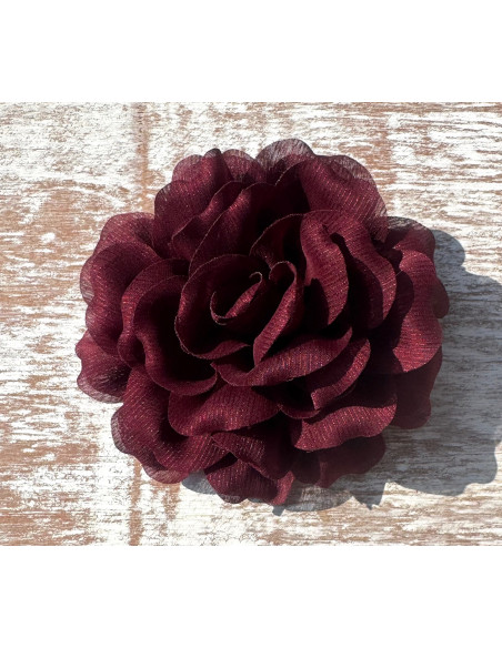 KWIAT Z MATERIAŁU RÓŻA BROSZKA PRZYPINKA LOLITA AKCESORIA 12 CM BURGUND