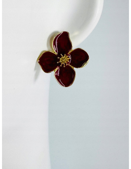 Kolczyki BORDOWE KWIATKI Lolita Accessories srebrny sztyft 925