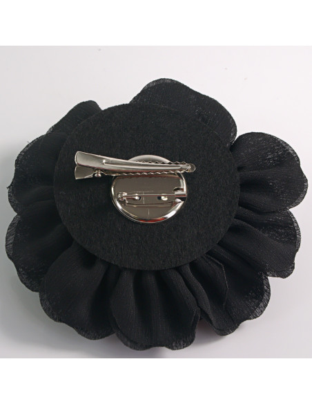 KWIAT Z MATERIAŁU RÓŻA BROSZKA PRZYPINKA LOLITA AKCESORIA 12 CM CZARNY