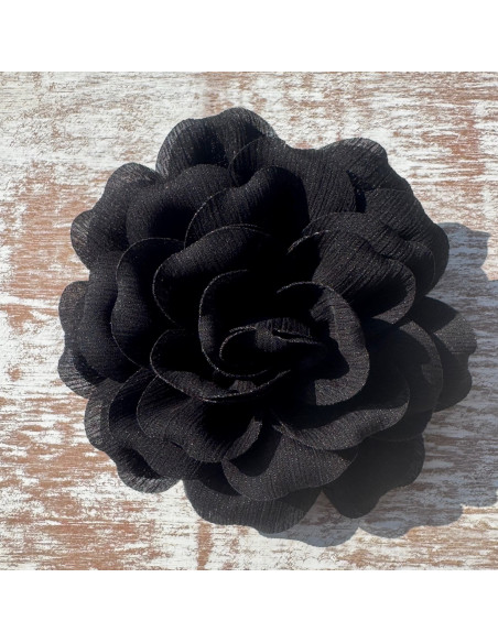 KWIAT Z MATERIAŁU RÓŻA BROSZKA PRZYPINKA LOLITA AKCESORIA 12 CM CZARNY