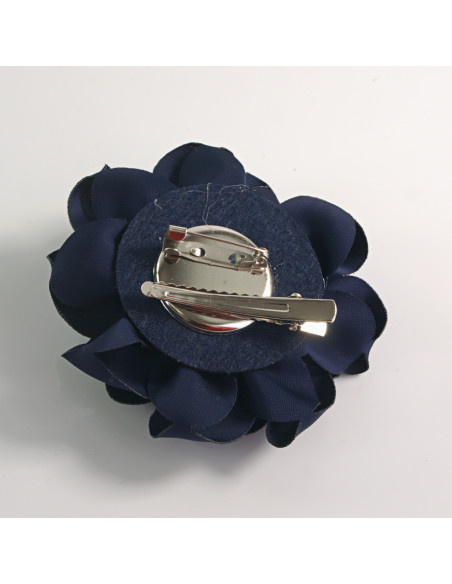 KWIAT Z MATERIAŁU BROSZKA PRZYPINKA LOLITA AKCESORIA 7 CM GRANATOWY