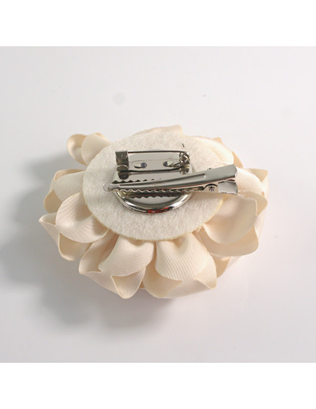 KWIAT Z MATERIAŁU BROSZKA PRZYPINKA LOLITA AKCESORIA 7 CM ECRU