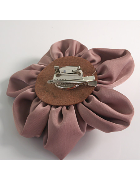 KWIAT Z MATERIAŁU BROSZKA PRZYPINKA LOLITA AKCESORIA 12 CM BRUDNY RÓŻ