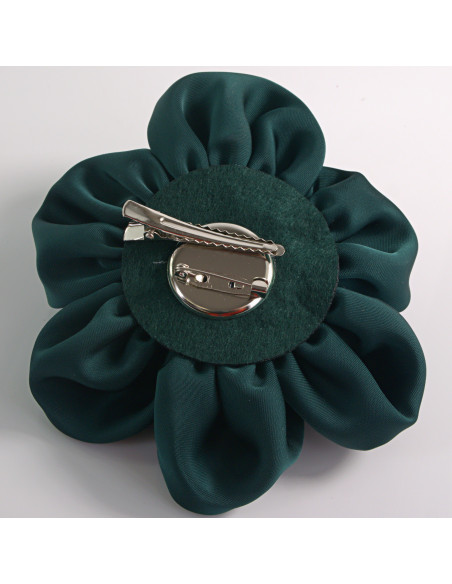 KWIAT Z MATERIAŁU BROSZKA PRZYPINKA LOLITA AKCESORIA 12 CM CIEMNY ZIELONY