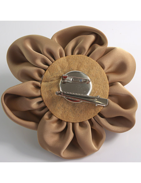 KWIAT Z MATERIAŁU BROSZKA PRZYPINKA LOLITA AKCESORIA 12 CM BEŻOWY