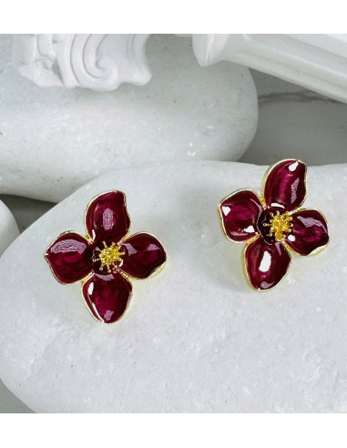 Kolczyki BORDOWE KWIATKI Lolita Accessories...
