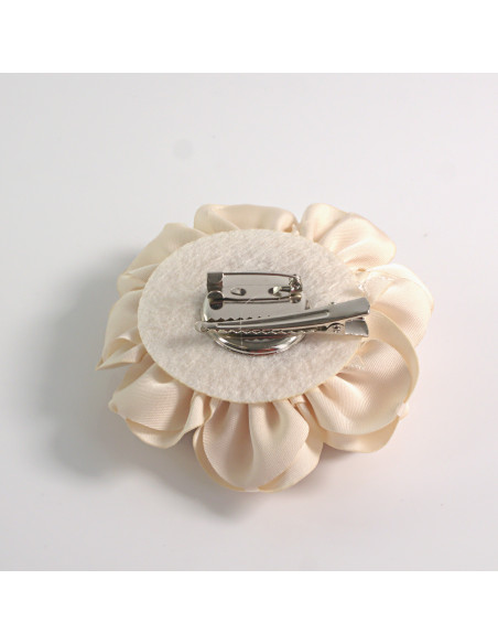KWIAT Z MATERIAŁU BROSZKA PRZYPINKA LOLITA AKCESORIA 11 CM ECRU