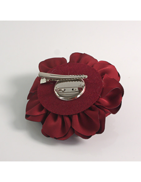 KWIAT Z MATERIAŁU BROSZKA PRZYPINKA LOLITA AKCESORIA 11 CM BORDOWY