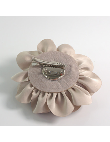 KWIAT Z MATERIAŁU BROSZKA PRZYPINKA LOLITA AKCESORIA 10 CM BEŻOWY PIASKOWY